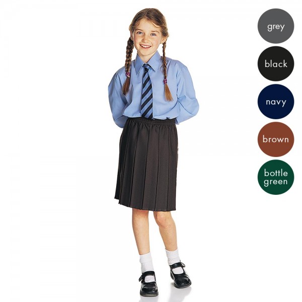 Girls Box Pleat All Round Elasticated Skirt School Uniform 