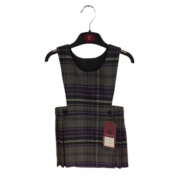 Grey and purple clearance tartan school pinafore